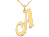 10K Yellow Gold Fancy Script Initial -A- Pendant Necklace Charm with Chain
